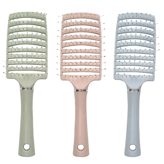 Custom Logo Large Curved Comb Hair Extension Wet/Dry Styling Comb with Vent Detangling Massage Nylon Material Brush-0
