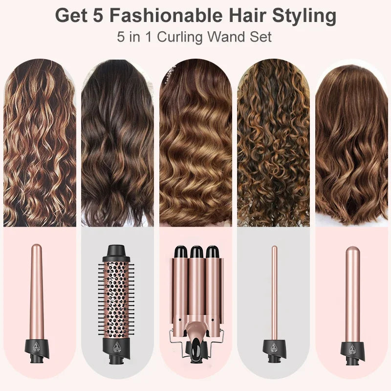 New Style 5 in 1 Interchangeable Hair Curler PTC Fast Heating Curling Ceramic Coating Portable Curling Iron Salon Household Use-1