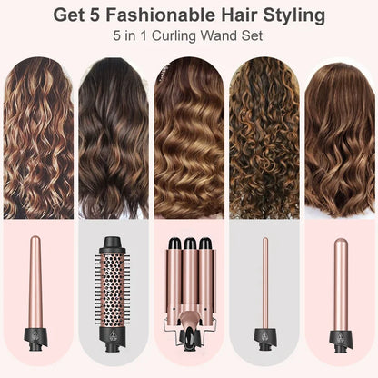 New Style 5 in 1 Interchangeable Hair Curler PTC Fast Heating Curling Ceramic Coating Portable Curling Iron Salon Household Use-1